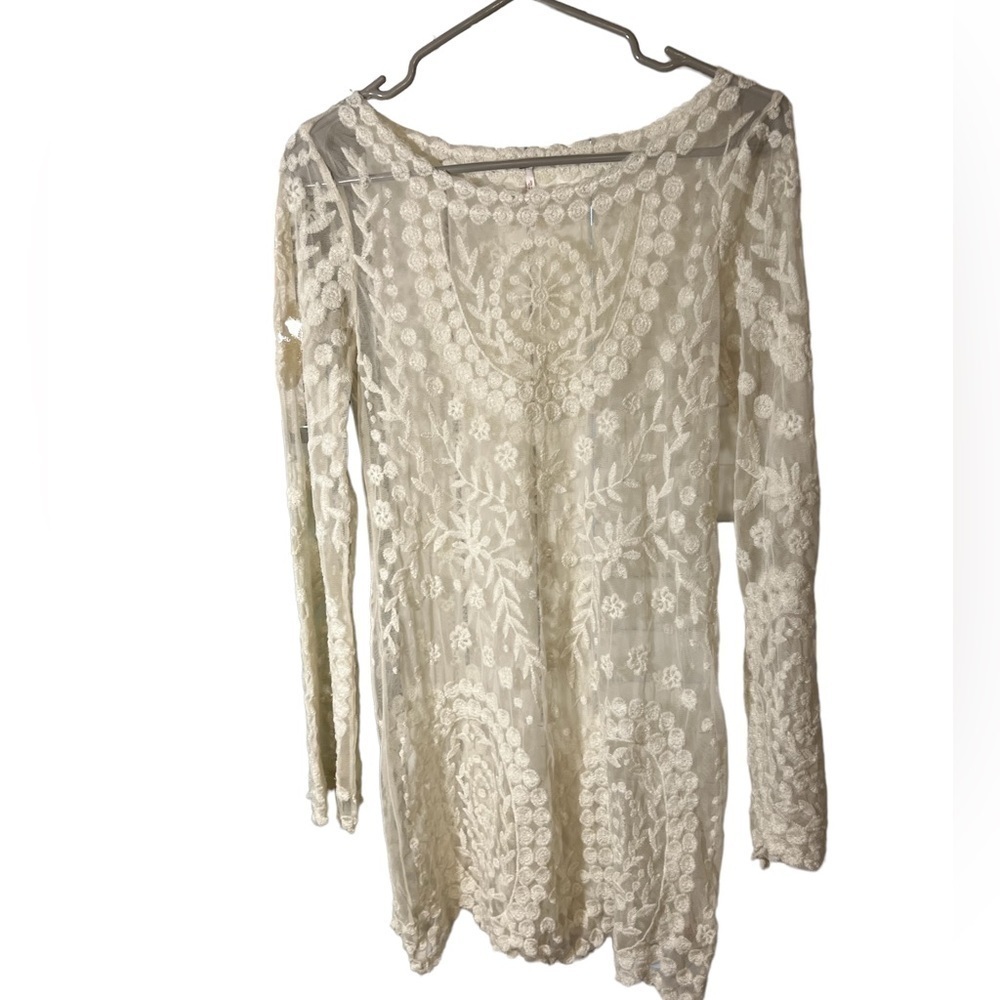 FREE PEOPLE Cream Lace Bodycon Dress Outershell Size XS​​​​​​